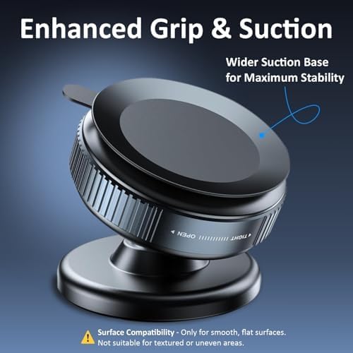 Premium Vacuum Phone Holder | Super Strong Suction Grip | VOONK 360° Adjustable Mount | Universal Fit for Car, Desk, Home | Secure Mount for All Smartphones