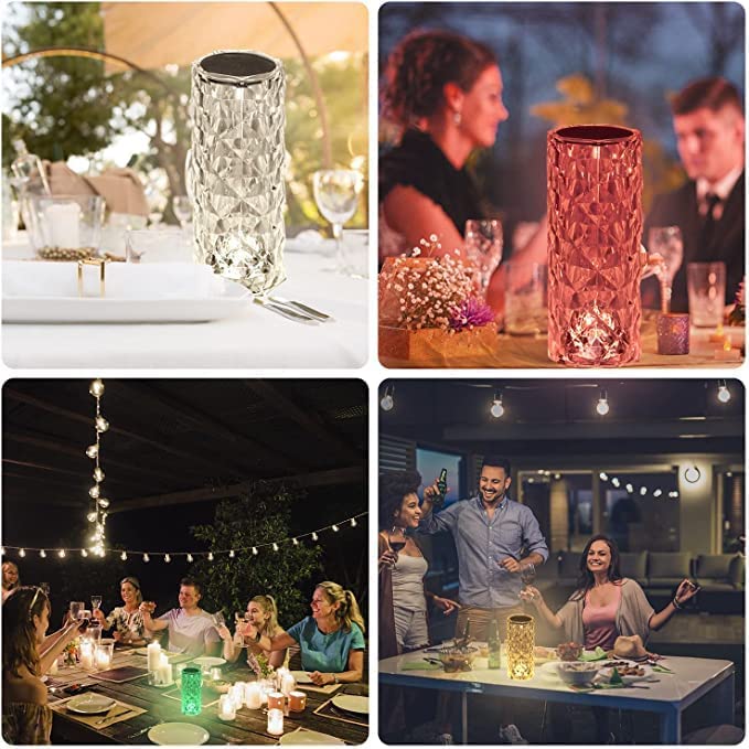 Crystal Touch Sensor Rose Diamond Table Lamp, Rechargeable RGB Light Changing Mode Table Lamp, LED Night Light – Remote & Touch Control Desk Lamp for Decoration, Photography, Bedroom Gift Romantic Visuals
