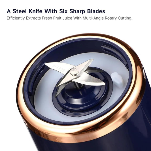 Portable Electric Juicer Blender – USB Rechargeable, 6 Blades, 520ml, 40W Powerful Motor for Smoothies & Juices