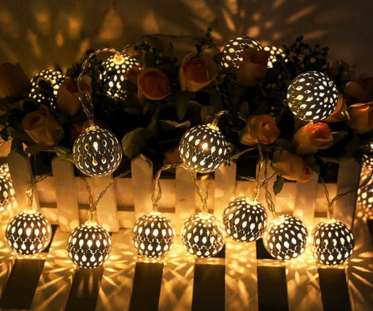 Bite Gadgets Copper Moroccan Ball 11Ft 16LED Fairy String Light, Diwali Lights For Decoration For Home, Led Lights For Home Decoration, Diwali Lights