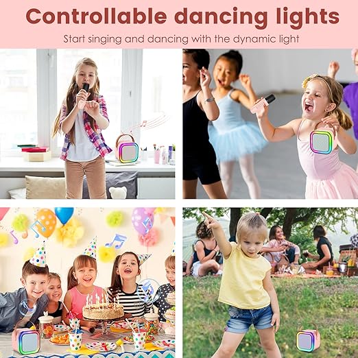 K12 Kids' Karaoke Machine/Singing Machine; Portable Bluetooth Speaker with Wireless Mics and Colorful Lights