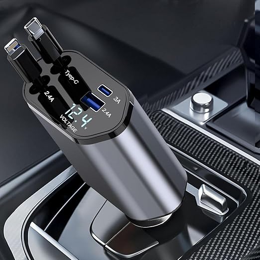 BG 4in1 Retractable 120watt Fast Car Charger