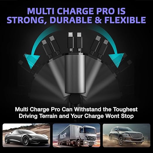 BG 4in1 Retractable 120watt Fast Car Charger