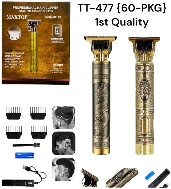 Maxtop Professional Hair Clipper with 1200mAh battery for 120 mins runtime, Acute angle cutter head, 5 length settings