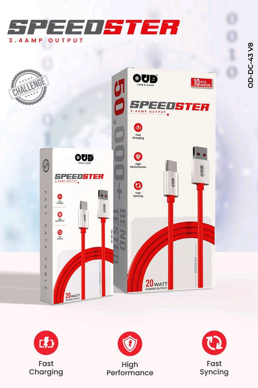 OUD SPEEDSTER 3.4A 20Watt Micro USB Charging Cable
