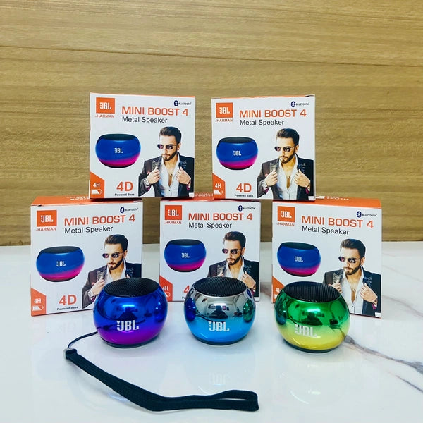 Mini Boost 4 Metal Speaker - Ultra Compact Wireless Portable Speaker with HD Sound, Built-in Mic, and USB Rechargeable