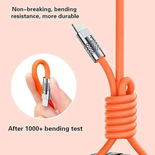 Silicone Wired 3 in 1 USB 2.1A Fast Charging Cable with Type C, Micro USB and Lightning Connector