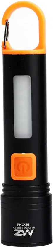 MZ M985 Metal Flashlight with hook design, 120 mins runtime, 80watt DSM, Type-C Charging, Telescopic Zoom