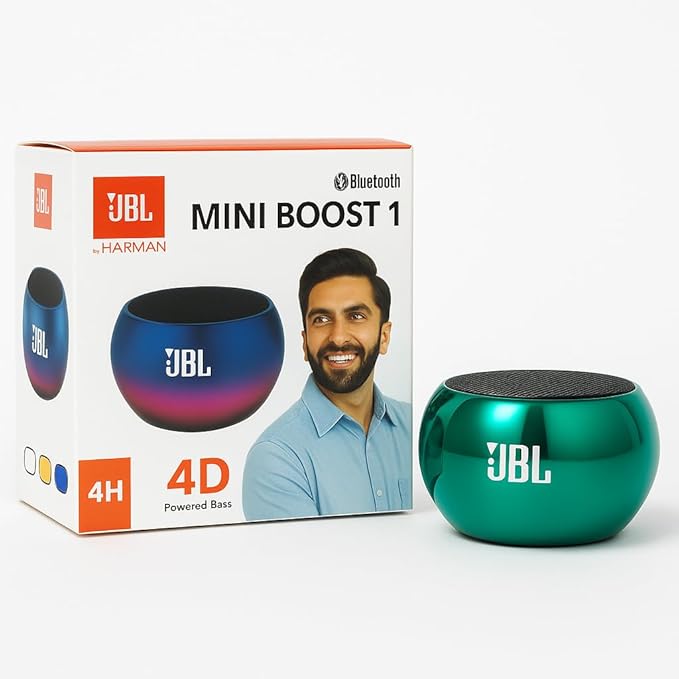 Mini Boost 4 Metal Speaker - Ultra Compact Wireless Portable Speaker with HD Sound, Built-in Mic, and USB Rechargeable
