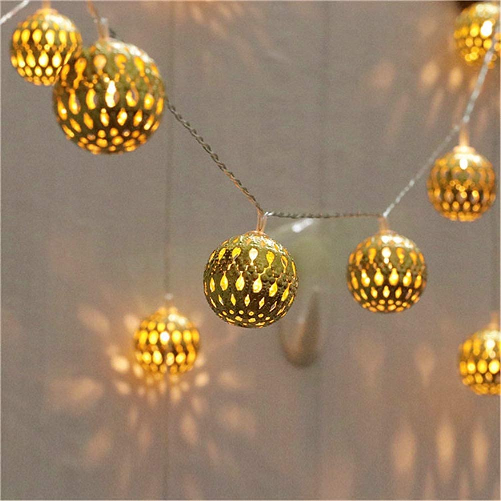 Bite Gadgets Copper Moroccan Ball 11Ft 16LED Fairy String Light, Diwali Lights For Decoration For Home, Led Lights For Home Decoration, Diwali Lights