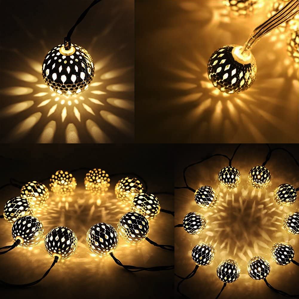 Bite Gadgets Copper Moroccan Ball 11Ft 16LED Fairy String Light, Diwali Lights For Decoration For Home, Led Lights For Home Decoration, Diwali Lights