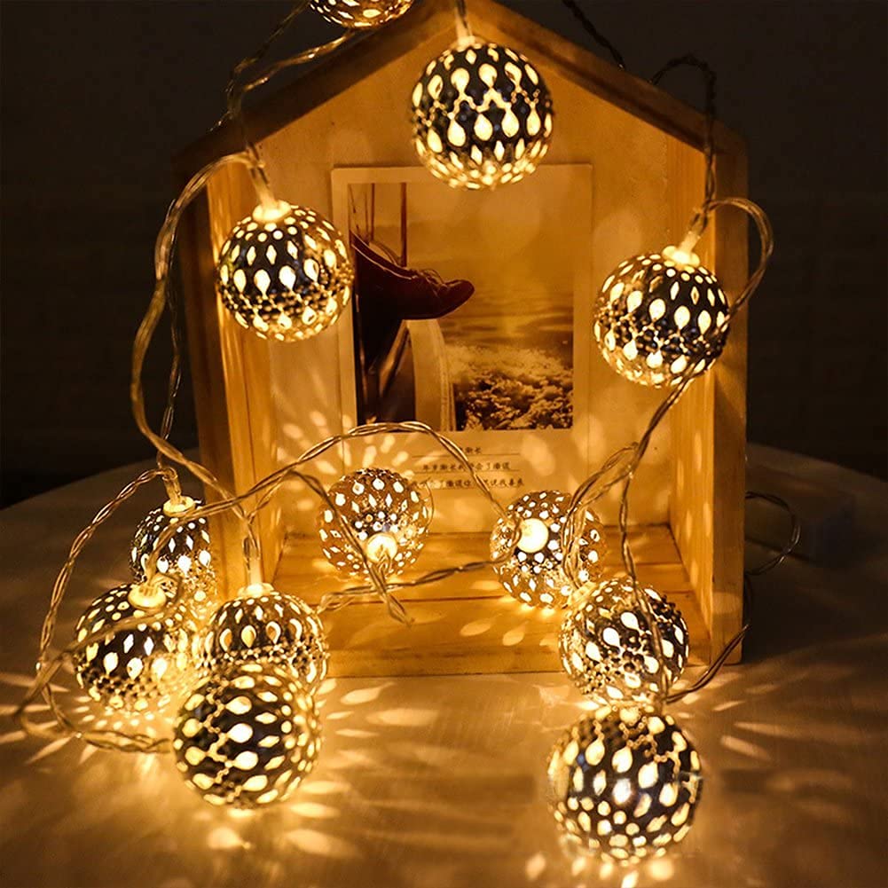 Bite Gadgets Copper Moroccan Ball 11Ft 16LED Fairy String Light, Diwali Lights For Decoration For Home, Led Lights For Home Decoration, Diwali Lights