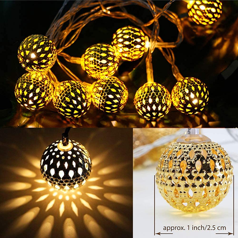 Bite Gadgets Copper Moroccan Ball 11Ft 16LED Fairy String Light, Diwali Lights For Decoration For Home, Led Lights For Home Decoration, Diwali Lights