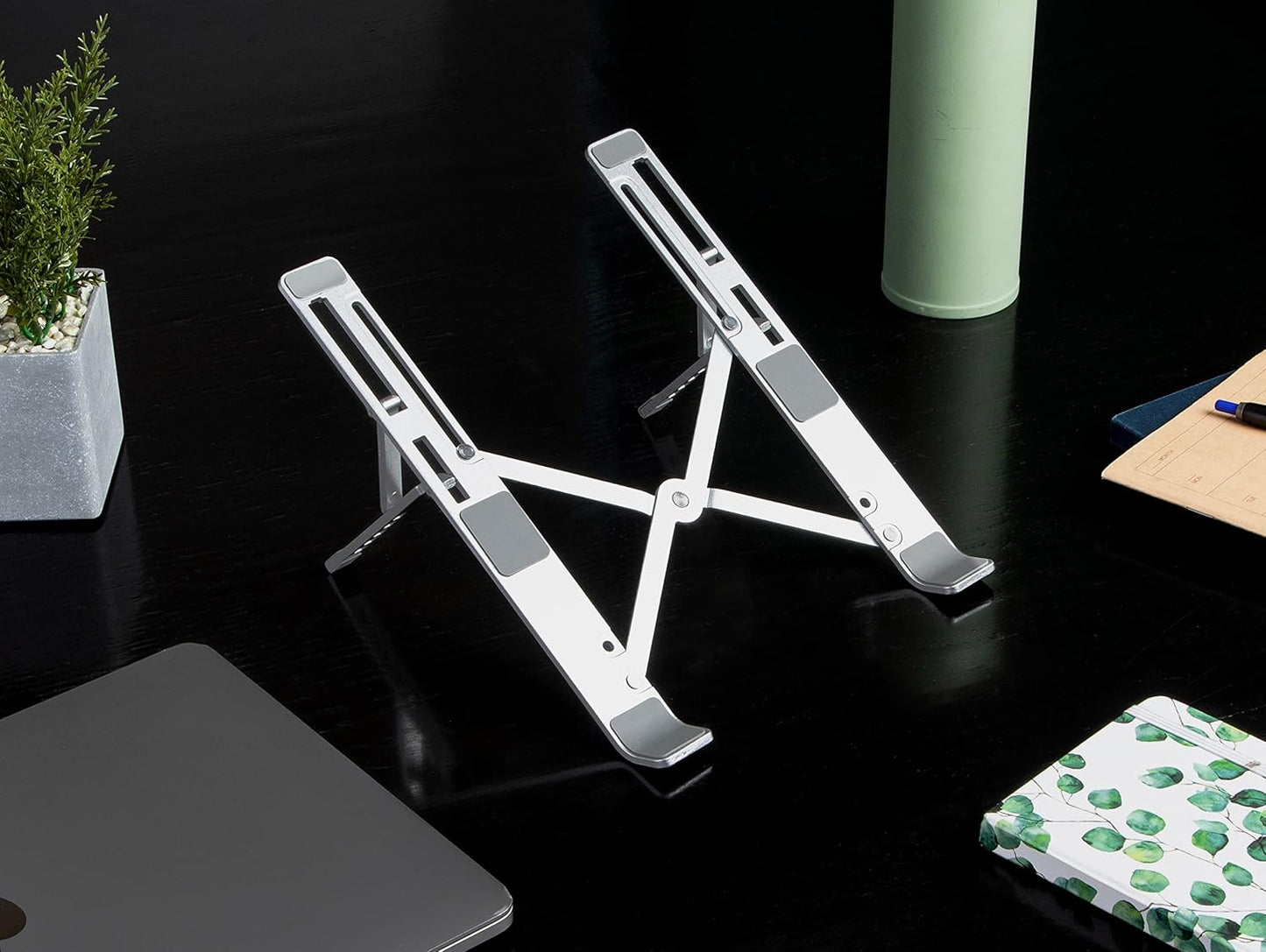 Foldable Laptop Stand, Height-Adjustable, Foldable, Portable, Ventilated, Fits Up to 15.6-Inch Laptops, Aluminum Alloy