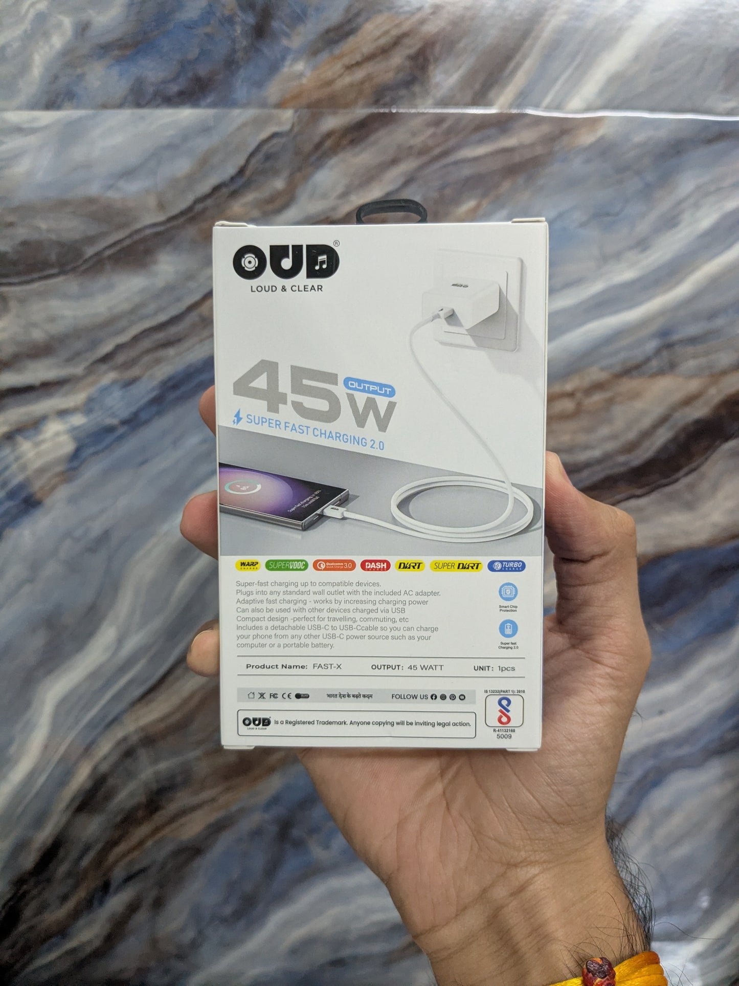 OUD FAST-X 45Watt Power Adapter with Type-C to Type-C Cable