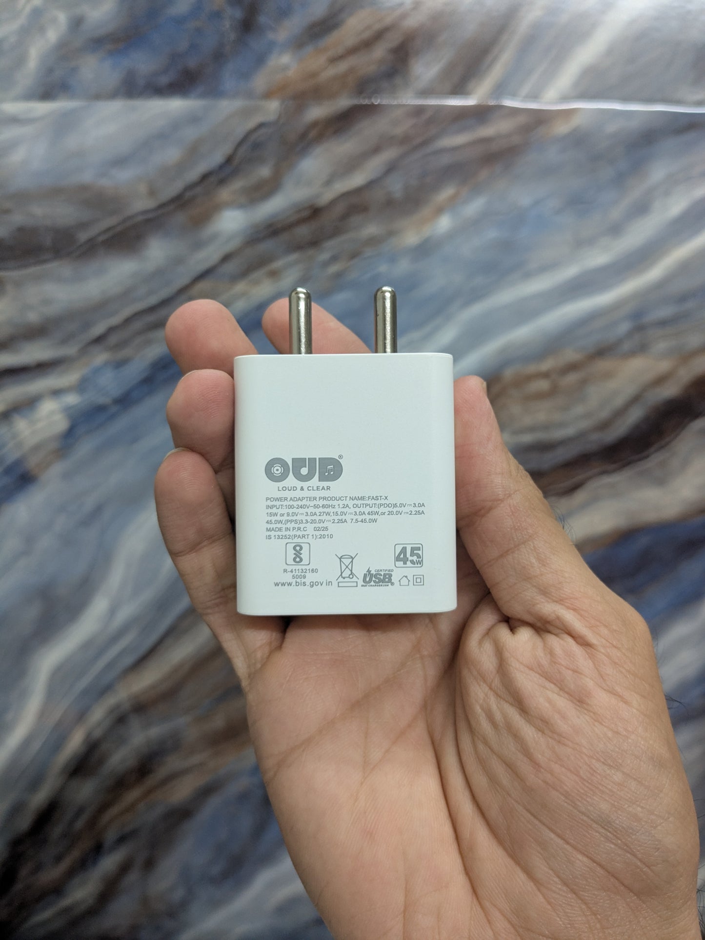 OUD FAST-X 45Watt Power Adapter with Type-C to Type-C Cable