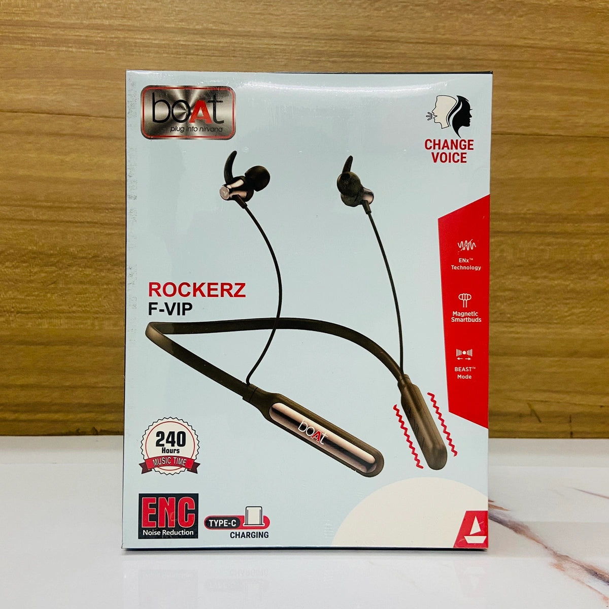 Rockerz F-VIP ENC Wireless Neckband, 240h Music Time, ENx Technology, Type-C Charging, Magnetic On/Off Function, Voice Changer, Beast Mode