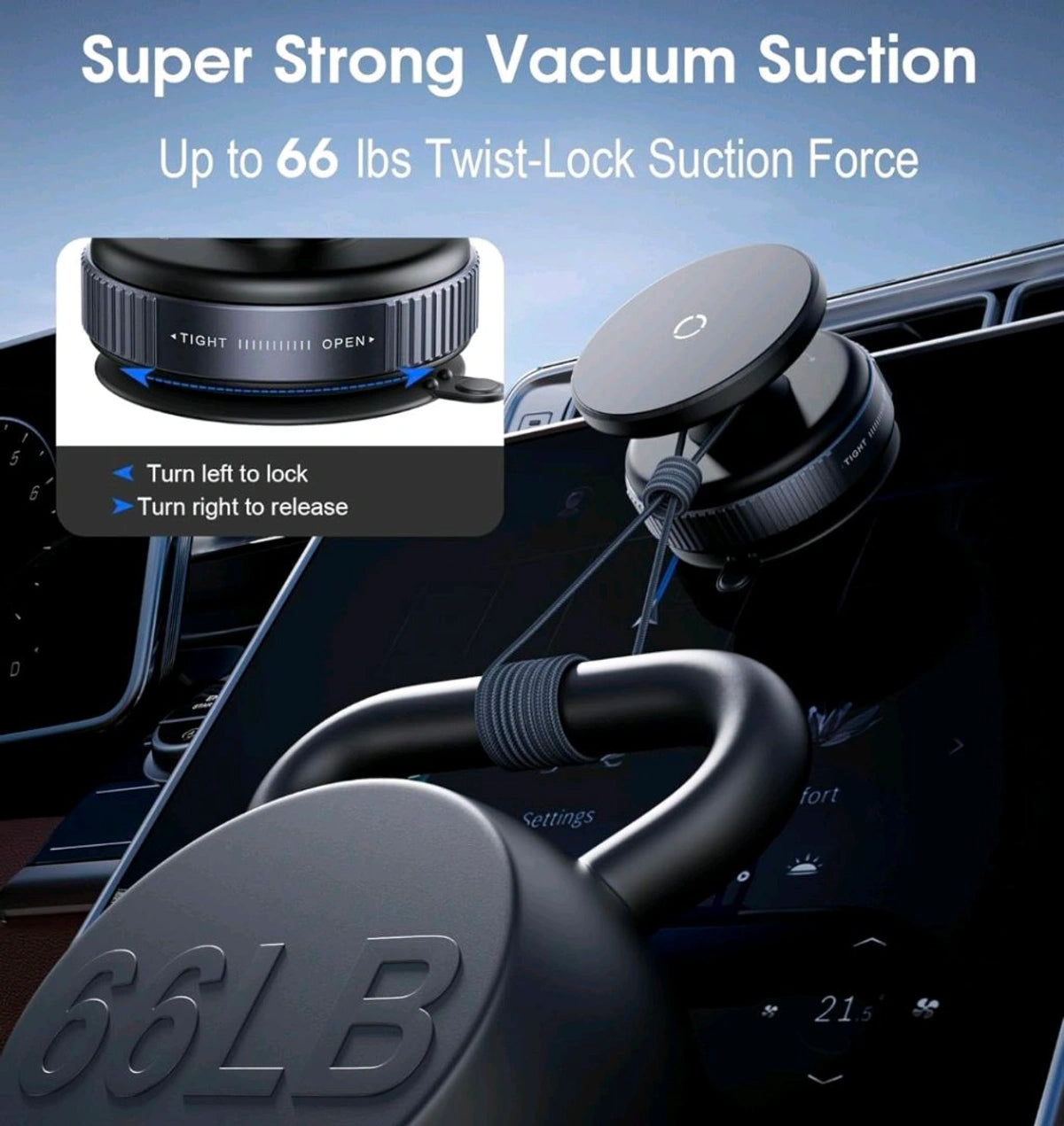 Premium Vacuum Phone Holder | Super Strong Suction Grip | VOONK 360° Adjustable Mount | Universal Fit for Car, Desk, Home | Secure Mount for All Smartphones