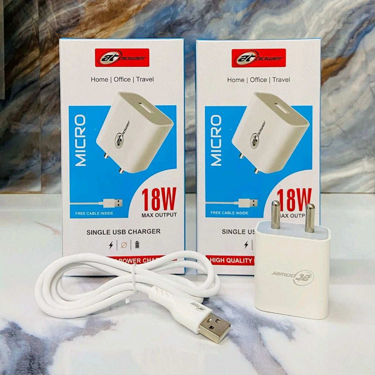 AT Power 18watt Fast Charger with Micro USB Cable