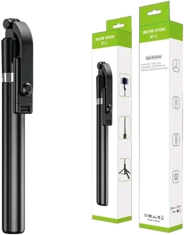 R1-L Bluetooth Selfie Stick, All in One Professional Selfie Stick with Large Reinforced Tripod Stand, Bluetooth Selfie Stick with Wireless Remote