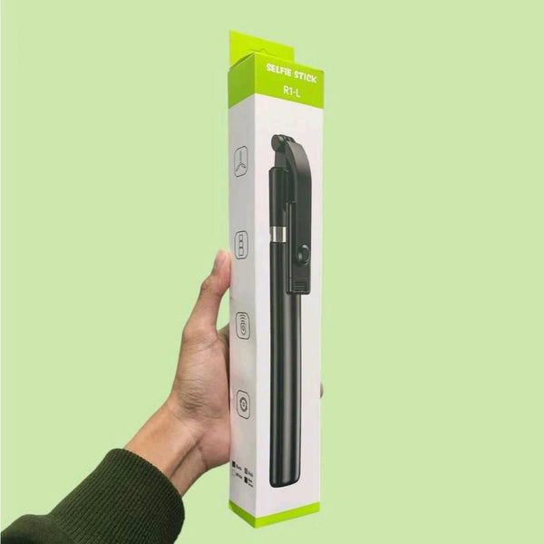 R1-L Bluetooth Selfie Stick, All in One Professional Selfie Stick with Large Reinforced Tripod Stand, Bluetooth Selfie Stick with Wireless Remote