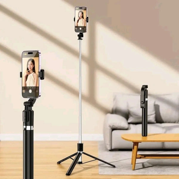R1-L Bluetooth Selfie Stick, All in One Professional Selfie Stick with Large Reinforced Tripod Stand, Bluetooth Selfie Stick with Wireless Remote