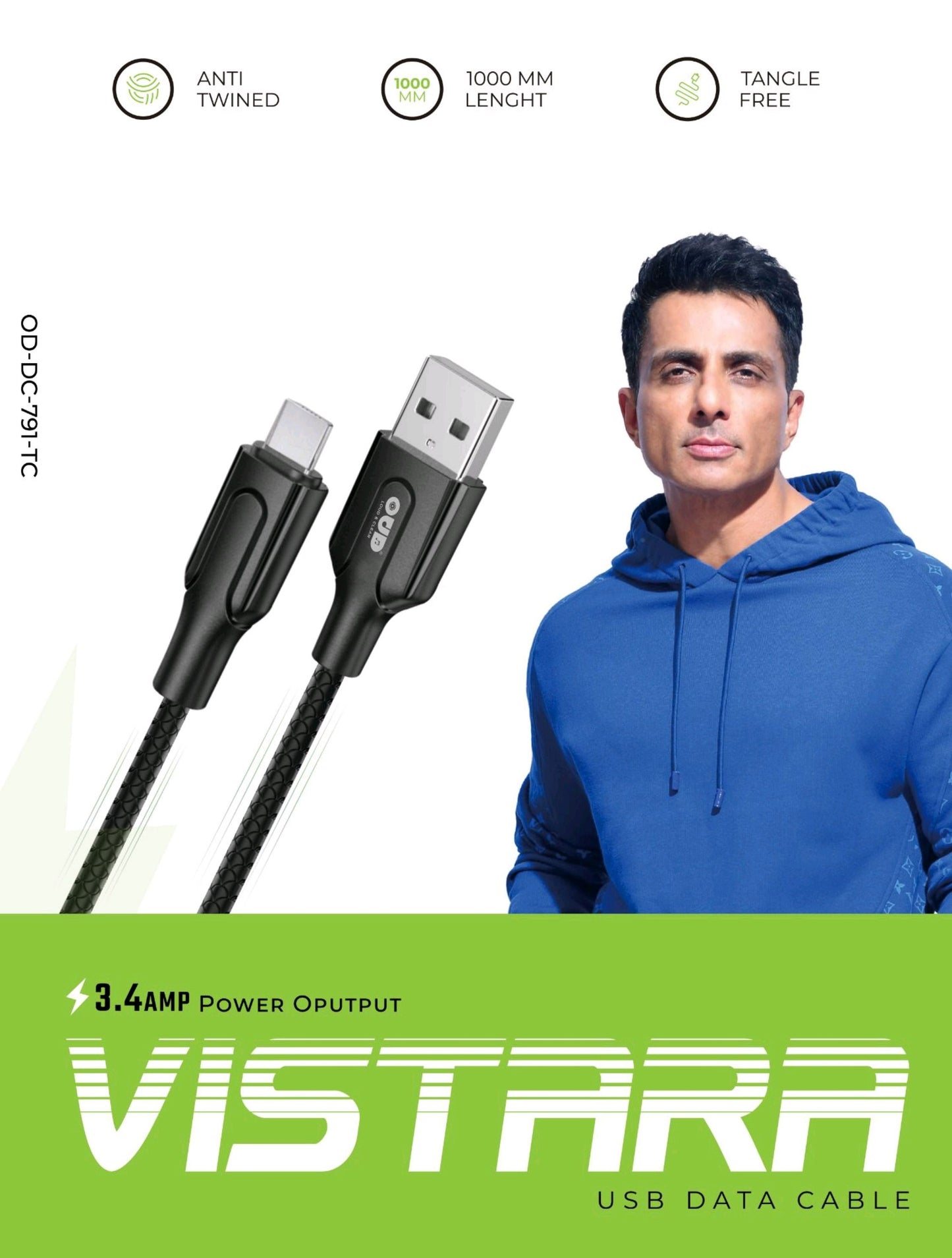 OUD VISTARA 3.4amp Cable (Type-C/Micro-USB)