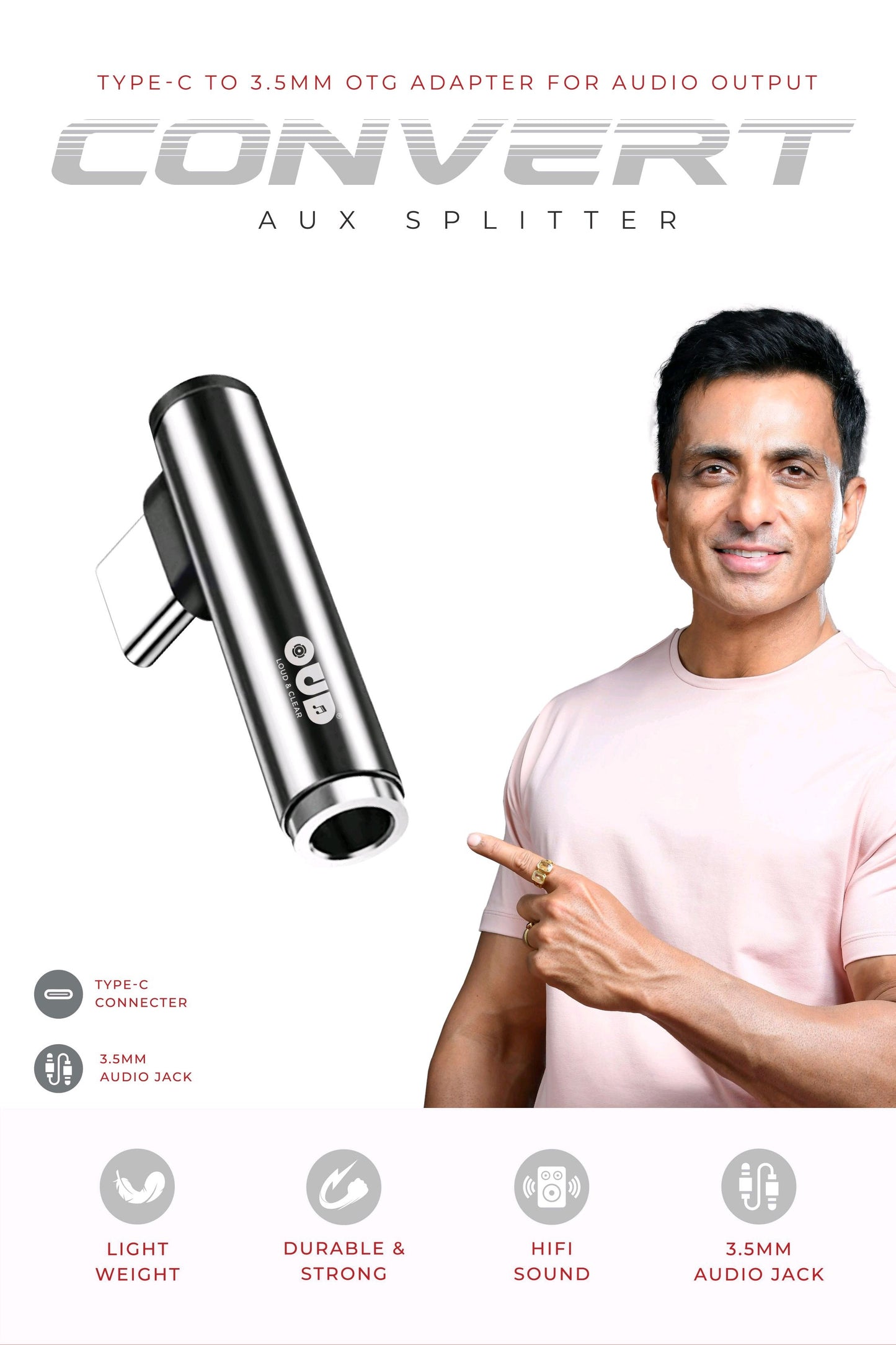 OUD CONVERT Type-C to 3.5mm Audio Jack Adapter
